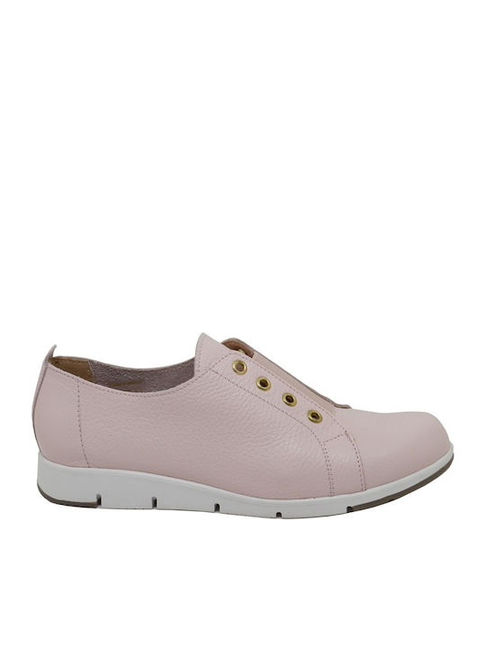 Γυναικεία Slip-On Δερμάτινα Ροζ