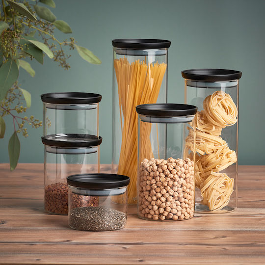Zeller General Use Vase with Lid Plastic Black 650ml