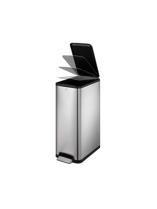 Eko Coș Eco Slim De Gunoi Din Oțel Inoxidabil Cu Pedală Argintiu Mat 45lt