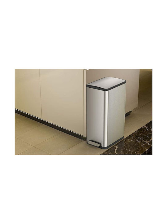 Eko Coș Eco Slim De Gunoi Din Oțel Inoxidabil Cu Pedală Argintiu Mat 45lt