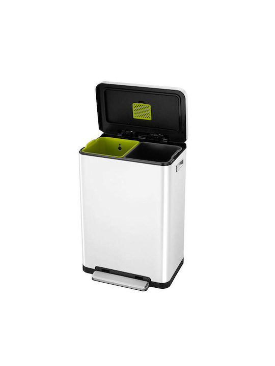 Eko Coș De Gunoi X-Cube VB 936840 De Reciclare Din Oțel Inoxidabil Cu Pedală Alb 40lt