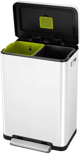 Eko Coș De Gunoi X-Cube VB 936840 De Reciclare Din Oțel Inoxidabil Cu Pedală Alb 40lt