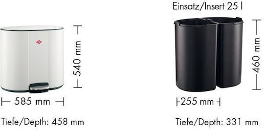 Wesco Coș De Gunoi Beta De Reciclare Din Plastic Cu Pedală Negru 58.5x54cm