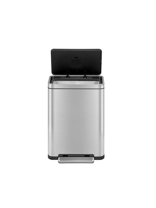 Eko Coș De Gunoi X-Cube VB 936845 Din Oțel Inoxidabil Cu Pedală Argintiu Mat 45lt