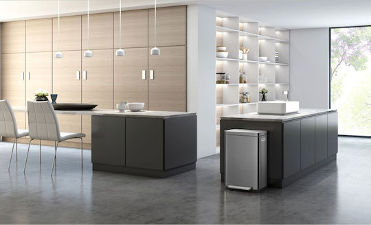 Eko Waste Bin X-Cube VB 936845 for Waste from Inox Steel with Pedal Silver Matte 45lt