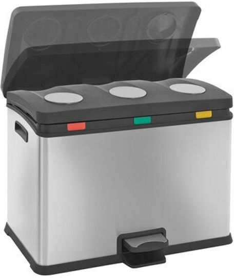 Eko Coș E-Cube VB 926850 Reciclare din Oțel Inoxidabil cu Pedală Argintiu 36lt