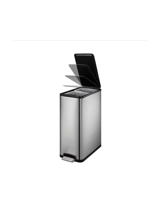 Eko Eco Slim Abfalleimer Recycling aus Edelstahl mit Pedal Silver Matt 40Es 1Stück