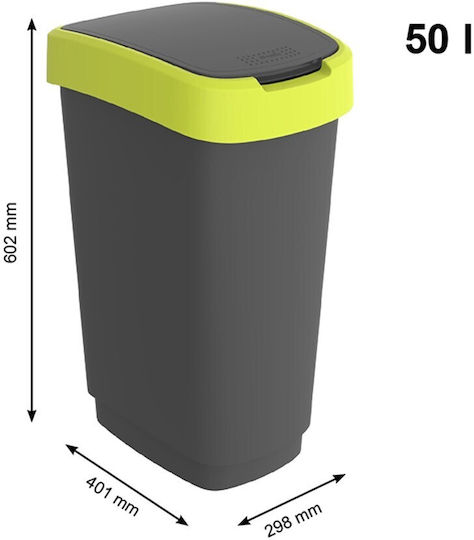 Abfalleimer Swing Rotho Twist 50l Schwarz-Limette