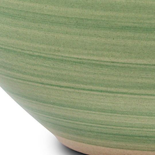 Nava Lines Cereal Serving Bowl Round Ceramic Oil Green with Diameter 14cm