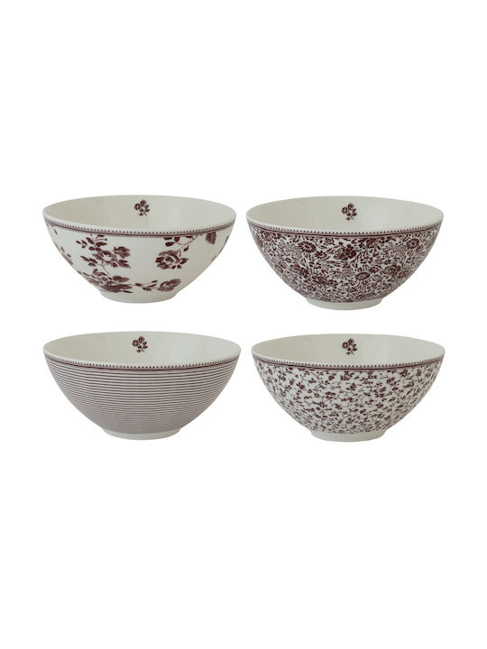 Laura Ashley Serving Bowl Round made of Porcelain Brown with Diameter 16cm 4pcs