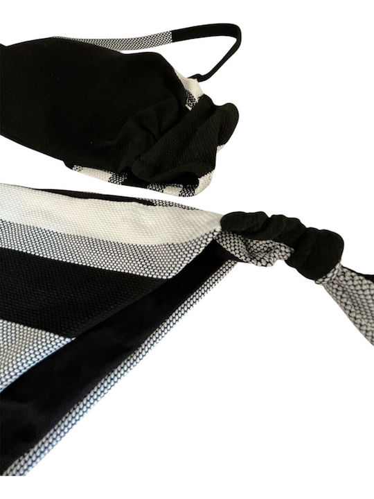 Bikini Set Strapless Top & Slip Bottom Rhea with Detachable Straps Black