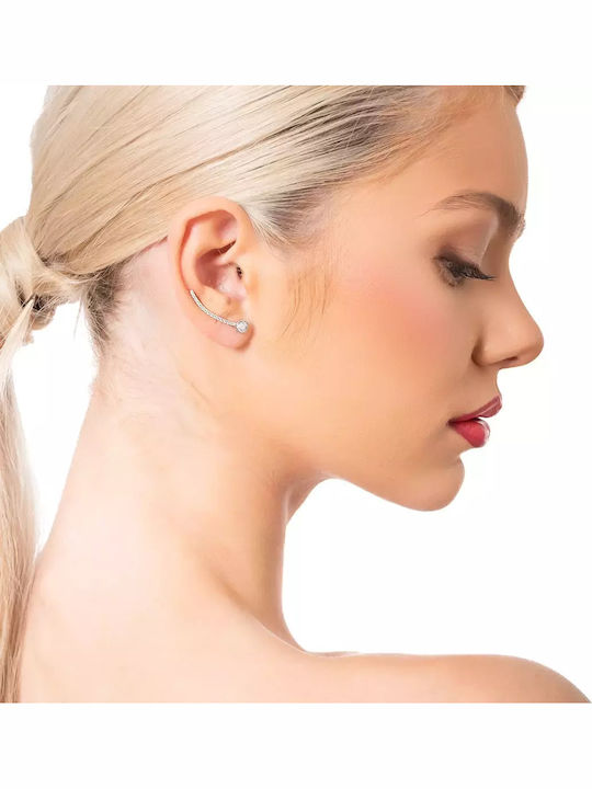 Oxzen Σκουλαρίκια Ear Climbers από Ασήμι με Πέτρες