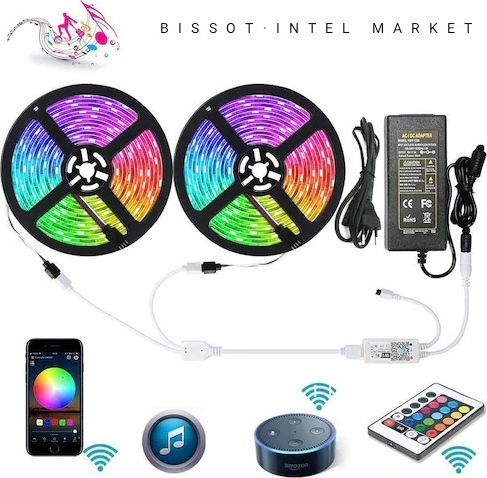 ACP Waterproof Smart LED Strip Wi-Fi 12V RGB Light 10m Type SMD5050 with Power Supply & Remote Control