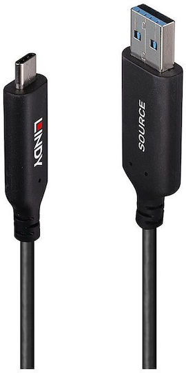 Lindy USB 3.2 Cable USB-C male - USB-A Μαύρο 10m 43395