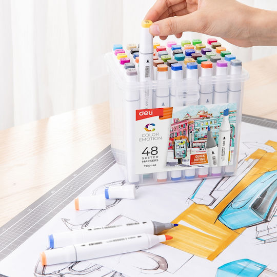Deli Emotion Drawing Markers Double Tip Set 48pcs
