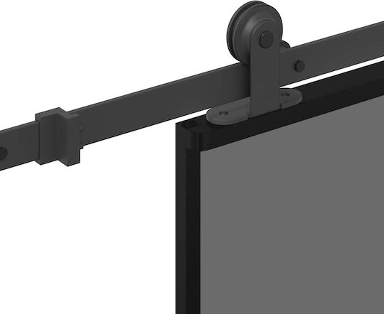 Vidaxl Schiebetürbeschlag-Set 102,5x205 cm Glas & Aluminium Schwarz
