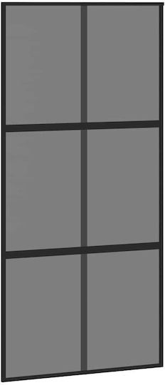 Vidaxl Schiebetürbeschlag-Set 102,5x205 cm Glas & Aluminium Schwarz