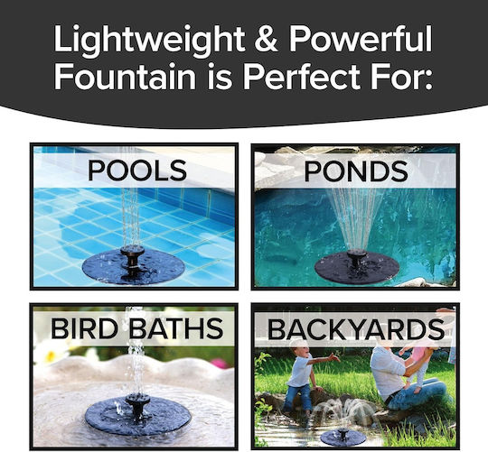Solar Fountain Black Color 6 Spray Functions Fast Fountain Pocket Hose Solar-powered-instantly Adds a Water Feature Virtually Anywhere-5 Spray Modes-no Installation Batteries Required Bird Baths & More 6 in D x 2