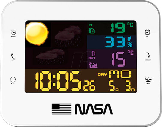 NASA SB6703 Ασύρματος Μετεωρολογικός Σταθμός Ψηφιακός Επιτραπέζιος Λευκός