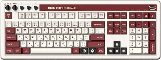 8Bitdo Retro Fami Edition Kabelloses Gaming-Tastaturen Mechanisches Tastatur 75% mit Kailh Box Weiß Schaltern und RGB-Beleuchtung Englisch (US) Beige/Rot