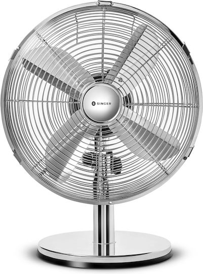 Singer Επιτραπέζιος Ανεμιστήρας 35W Διαμέτρου 30cm Ασημί