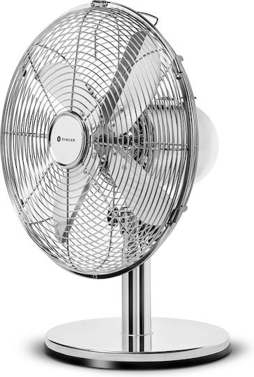Singer Επιτραπέζιος Ανεμιστήρας 35W Διαμέτρου 30cm Ασημί