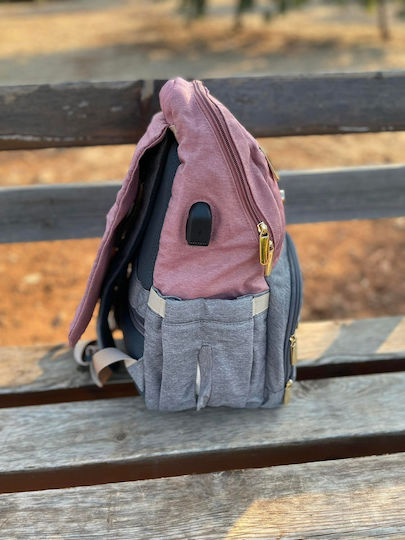 Diaper Bag Grey/Pink 26x22cm.