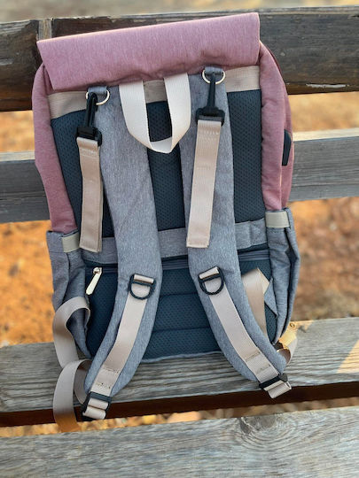 Diaper Bag Grey/Pink 26x22cm.