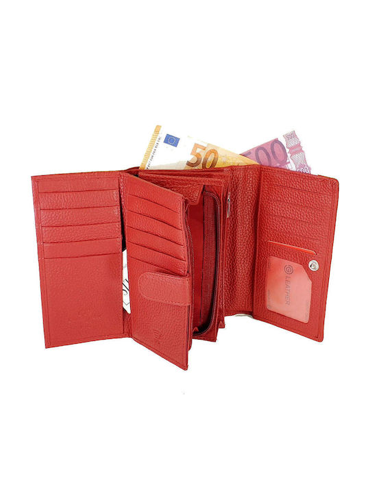 Mare Din piele Portofel de damă cu RFID Roșu