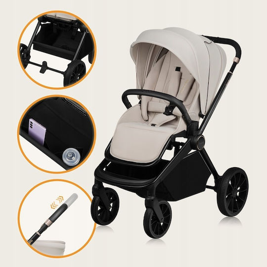Lionelo Mika Adjustable 3 in 1 Baby Stroller Suitable for Newborn Beige Sand 10.9kg