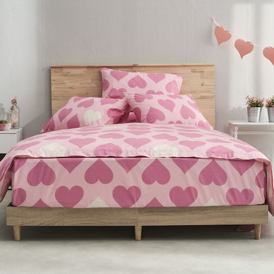 Charalambidis Textiles Bettwäsche-Set Überdoppel 240x260cm. Salonica Pink 4Stück