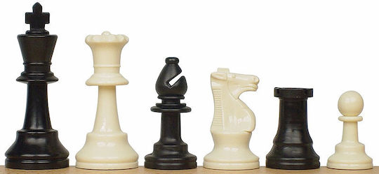 Heavy Chess Set Metal-weighted Plastic Pieces Dcp03h King 96 Mm + Roll-up Chessboard 57 Mm Squares In Brown Color