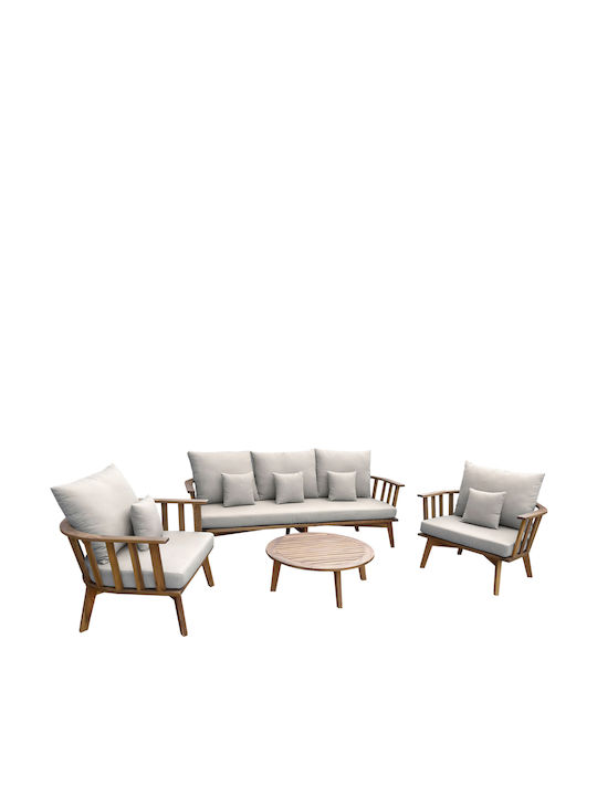Set Mobilier Exterior Harra 4 Piese Natural Cu Perne