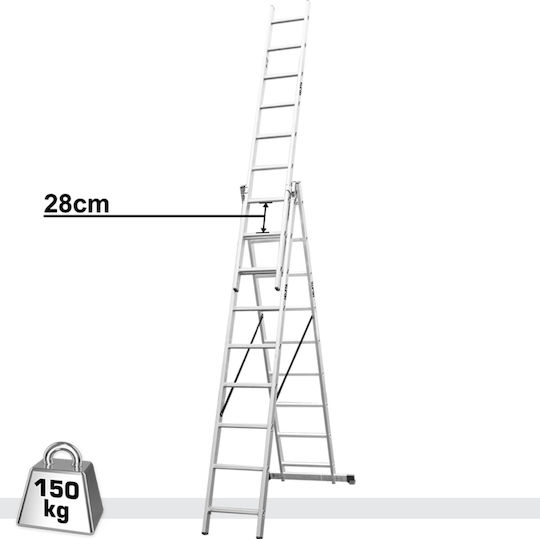 Hojita Triplu Scara combinata Aluminiu 3x9