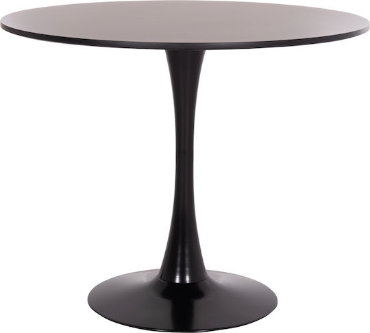 Brolin Round Table Dining Room Wooden Black Velvet-Black Metal 50x50x73cm