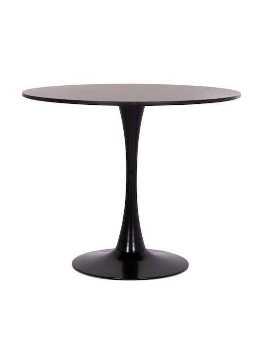 Brolin Round Table Dining Room Wooden Black Velvet-Black Metal 50x50x73cm