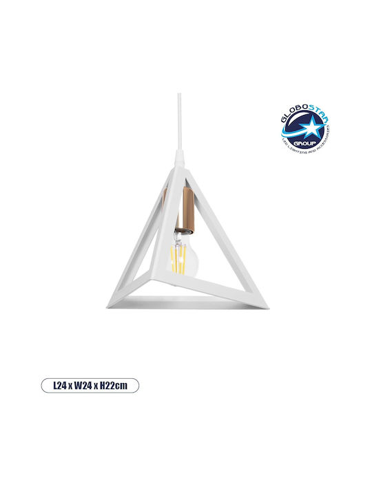 GloboStar Triangle Pendant Light White Bell with Socket E27 24x24x56cm