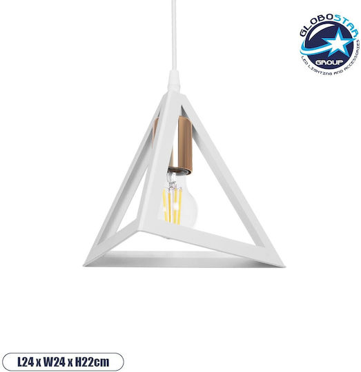 GloboStar Triangle Pendant Light White Bell with Socket E27 24x24x56cm