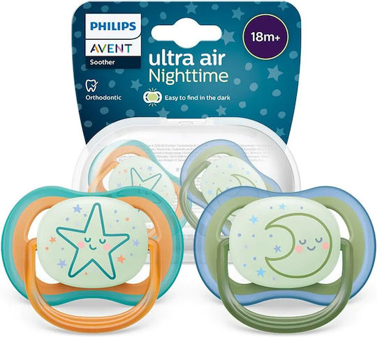 Philips Ultra Air Pacifiers Silicone Night Star / Moon for 18+ months 2pcs