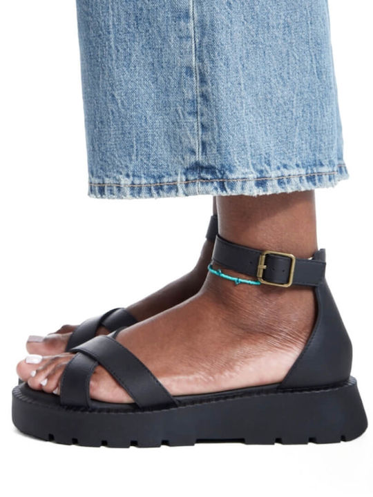 Women's Flat Sandals Flatforms in Black Color
