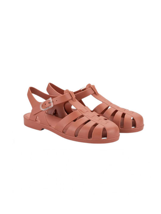 Women's Flat Sandals in Beige Color