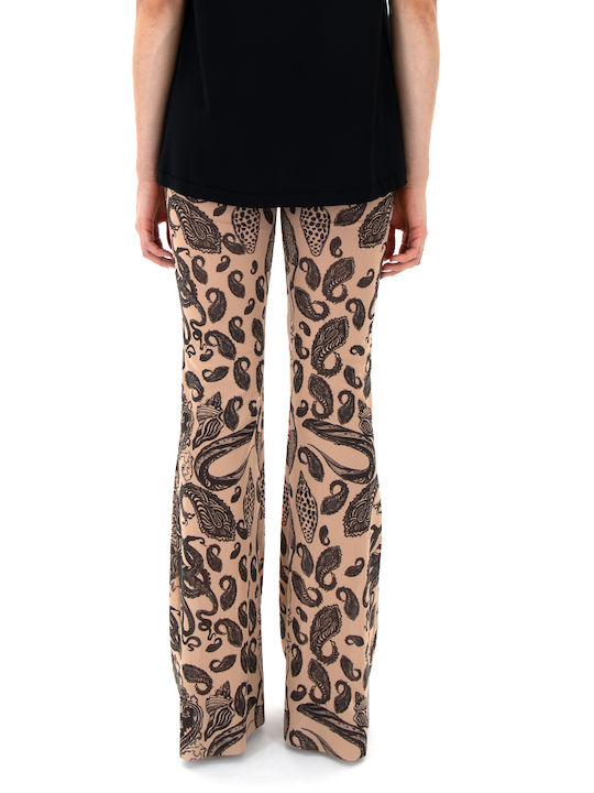Women's Fabric Trousers Flared Brown-black