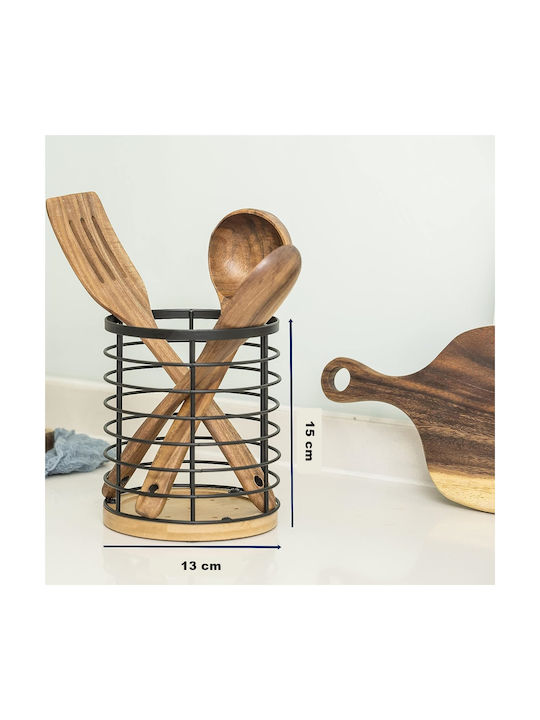 Suport De Scurgere Pentru Tacâmuri Metalic Negru 13x15cm