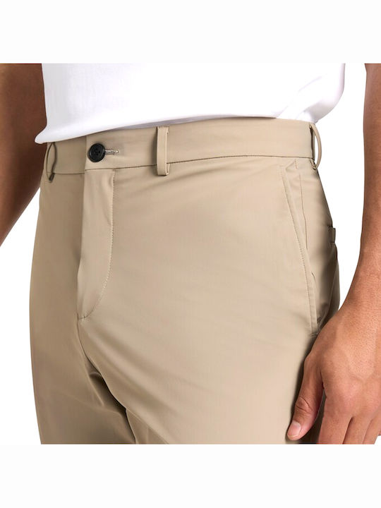 Pantaloni Chino Elastic cu Croială Normală Beige