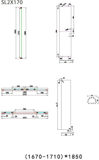 Πόρτα Ντουσιέρας 170 Cm 2 Σταθερά + 2 Συρόμενα Axis Bath Slider Clean Glass Sl2x170c-100