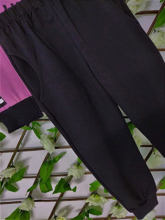 Kids Tracksuit Set With Jacket Pink/Black 2 Pieces