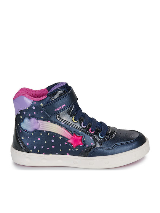 J Skylin Παιδικά Sneakers High Ανατομικά με Σκρατς Μπλε