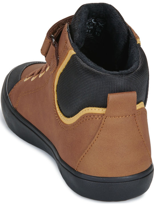 J Gisli Kinder Sneakers Hoch Anatomisch mit Klettverschluss Braun