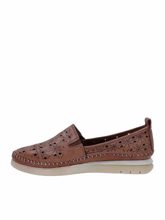 Leder Damen Mokassins in Tabac Braun Farbe
