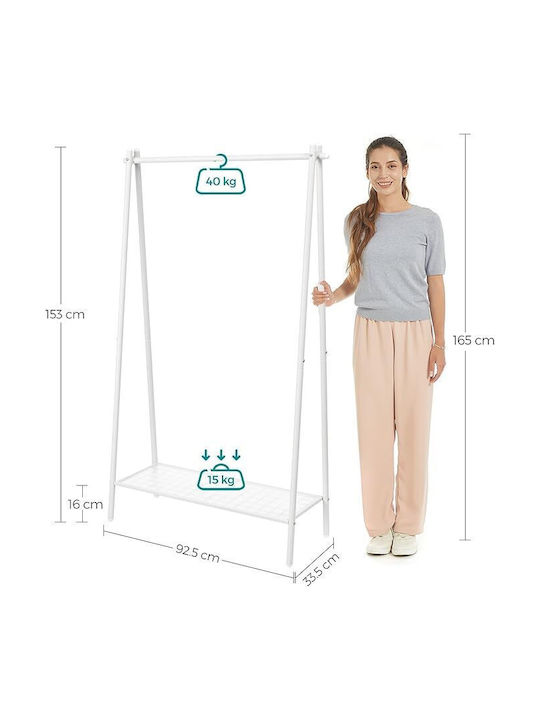 Songmics Floor Garment Rack made of Metal White 92.5x33.5x153cm